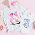 Personalizado Lindo Conejito Lazo Inicial 100% Algodón Camiseta Bebé Body con Nombre Cumpleaños Día de la Madre Pascua Regalo para Bebé Mamá