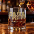 Vaso de Whisky Personalizado The Man The Myth The Legend 10 oz Rock Whiskey Glass con 1-6 Nombres Cumpleaños Día del Padre Regalo para Hombre Entusiasta del Whisky