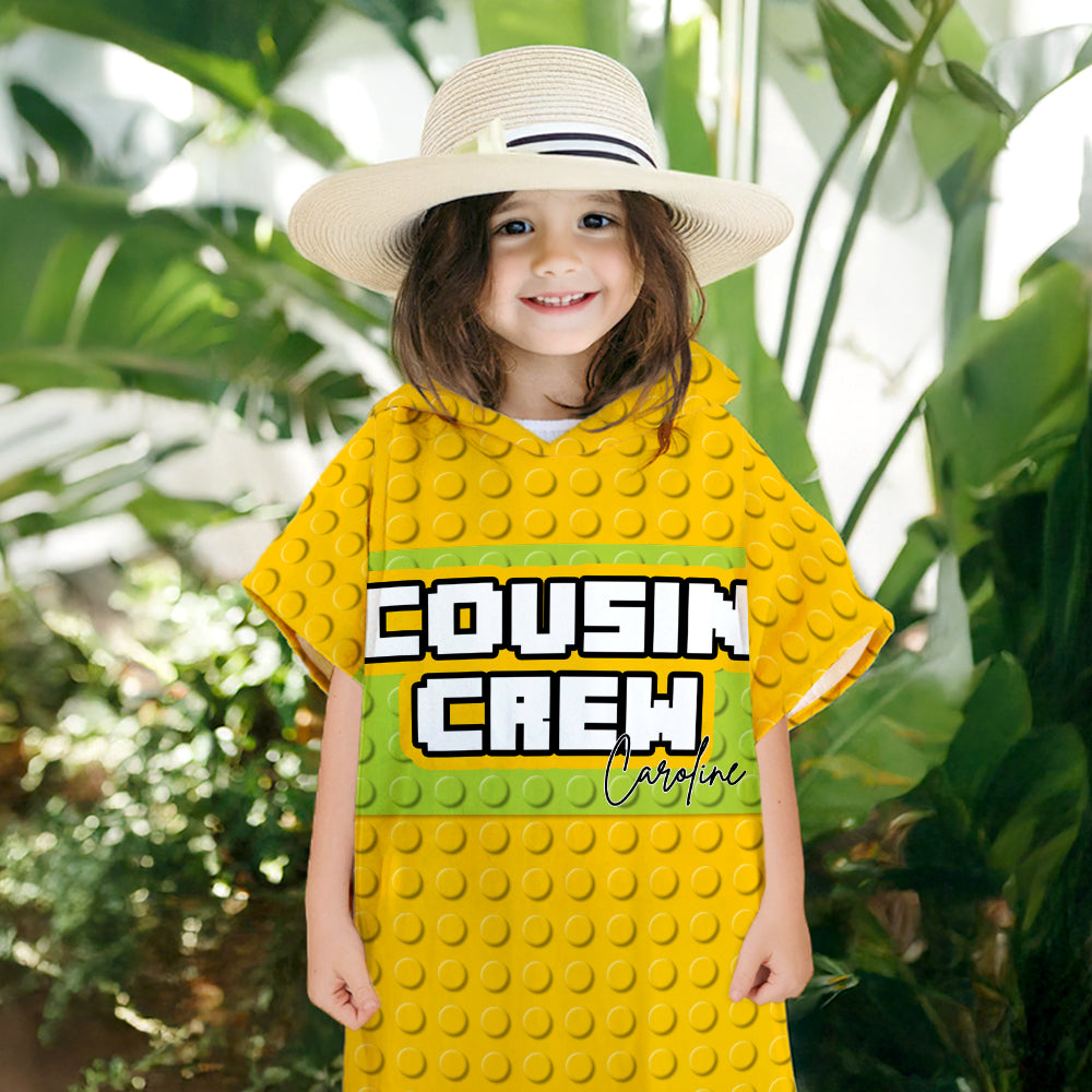 Toalla de playa personalizada con capucha y nombre Primo pixelado Vacaciones de verano Viaje Fiesta en la playa Accesorio Regalo de cumpleaños para niños