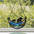 Personaliza el elefante Mamá e hijos Atrapasol de acrílico en forma de luna con nombres Colgante para ventana Decoración del hogar Regalo del Día de la Madre para mamá Abuela