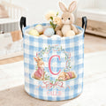 Conejito de Pascua personalizado Cesto de la ropa sucia con lazo a cuadros con inicial y nombre Regalo para el día de Pascua de uso diario para niños