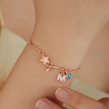 Personalizada Nacimiento Flor Corazón Birthstone pulsera con colgante inicial Cumpleaños Regalo de Navidad para las mujeres