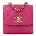 Chanel Lambskin Quilted Mini Trendy CC Clutch With Chain Fuchsia