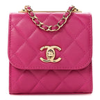 Chanel Lambskin Quilted Mini Trendy CC Clutch With Chain Fuchsia