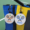 Llavero personalizado de raqueta de tenis multicolor con nombre bordado Regalo de cumpleaños para los amantes del tenis