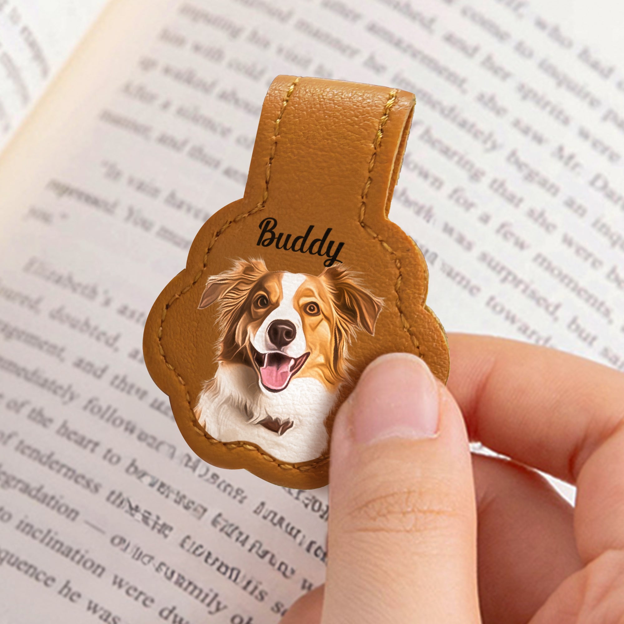 Personalizado Pintura al Óleo Estilo Mascota Foto PU Cuero Marcapáginas magnético Clip con nombre Accesorios de lectura Regalo de cumpleaños para los amantes de las mascotas