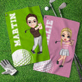 Personalizada de dibujos animados de golf Nombre del personaje Waffle Toalla de golf con clip para colgar Deportes Accesorios Regalo de cumpleaños para la familia Amigos