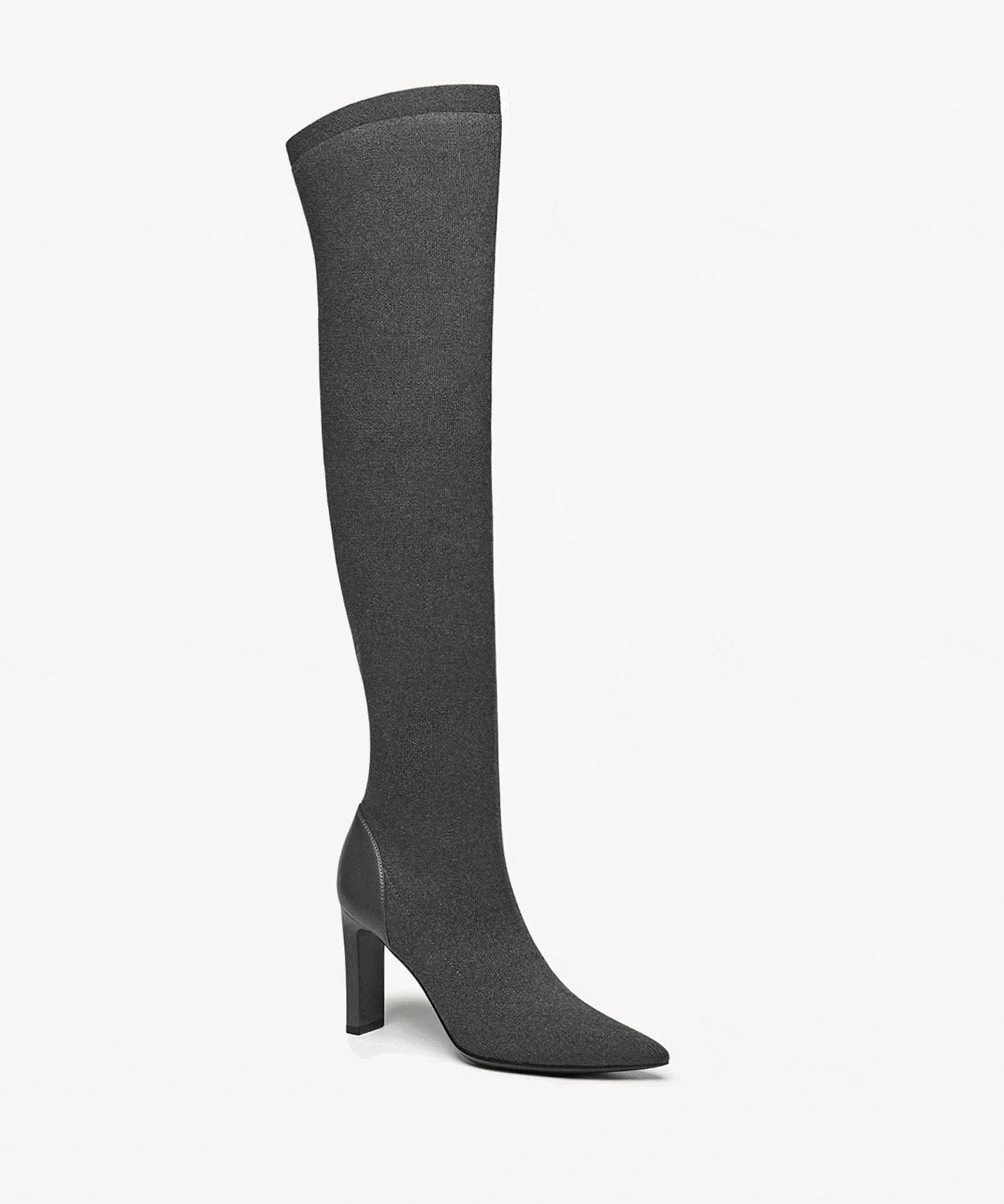 VersaStyle Pointed Toe Block Heel Over-the-Knee Boot - Dark Grey / US 9.5 | EU 41 | UK 7.5