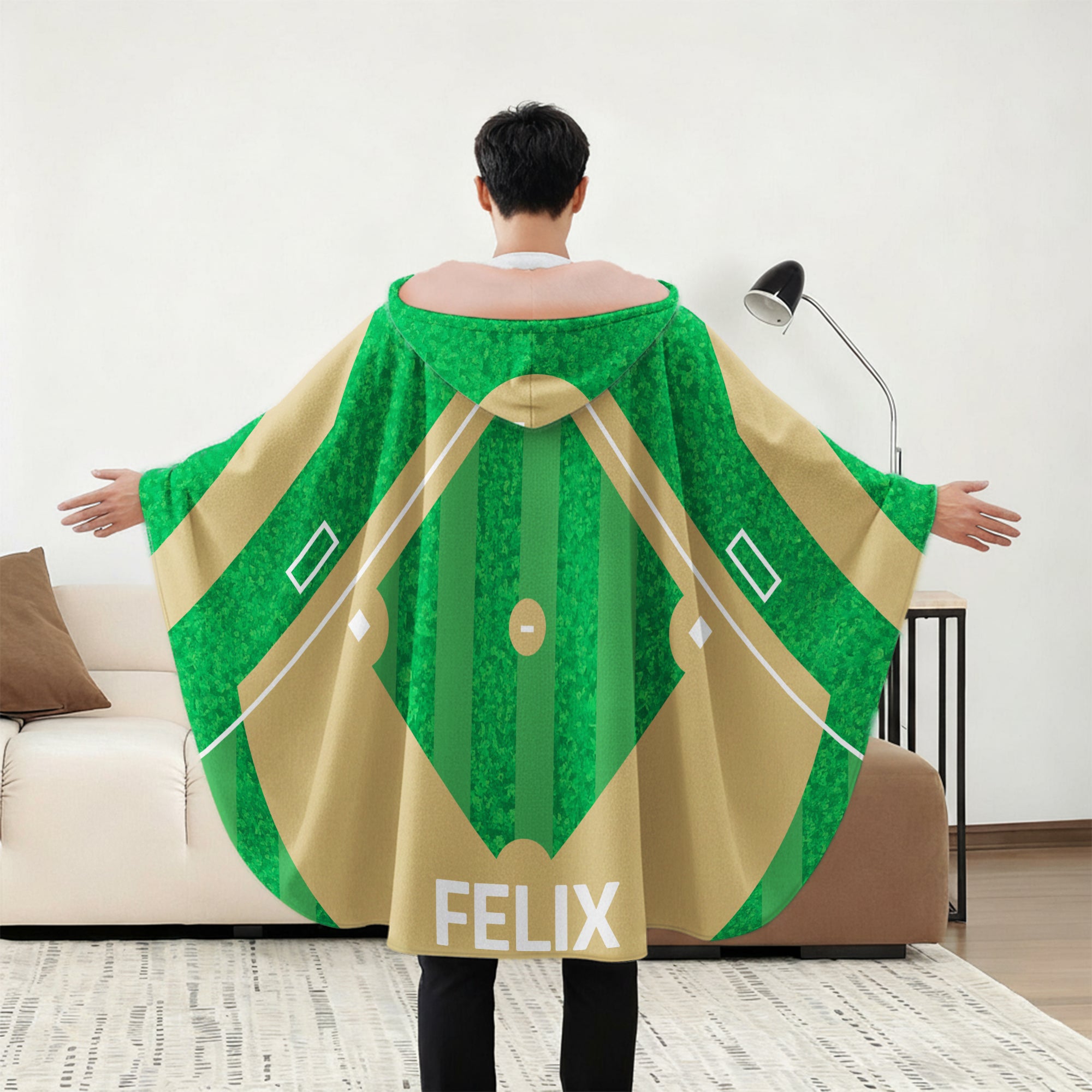 Manta con capucha personalizada de béisbol baloncesto campo de pelota suave con el nombre del equipo Día del partido regalo de cumpleaños para los amantes del deporte