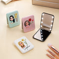 Personalizado Nacimiento Flor Cartoon Personaje Doble Cara Espejo de Maquillaje con Luz LED Cumpleaños Novia Regalo para Mujeres Niñas