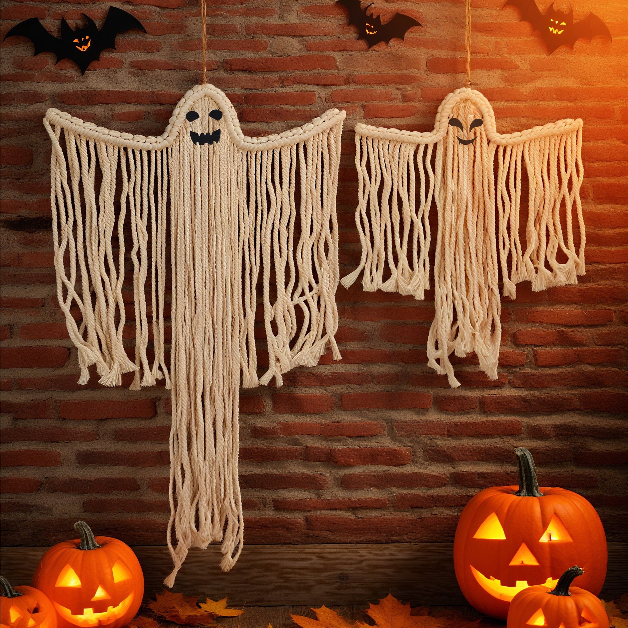 Colgante de macramé personalizado con fantasma de algodón para decoración gótica del hogar regalo de Halloween para familiares y amigos