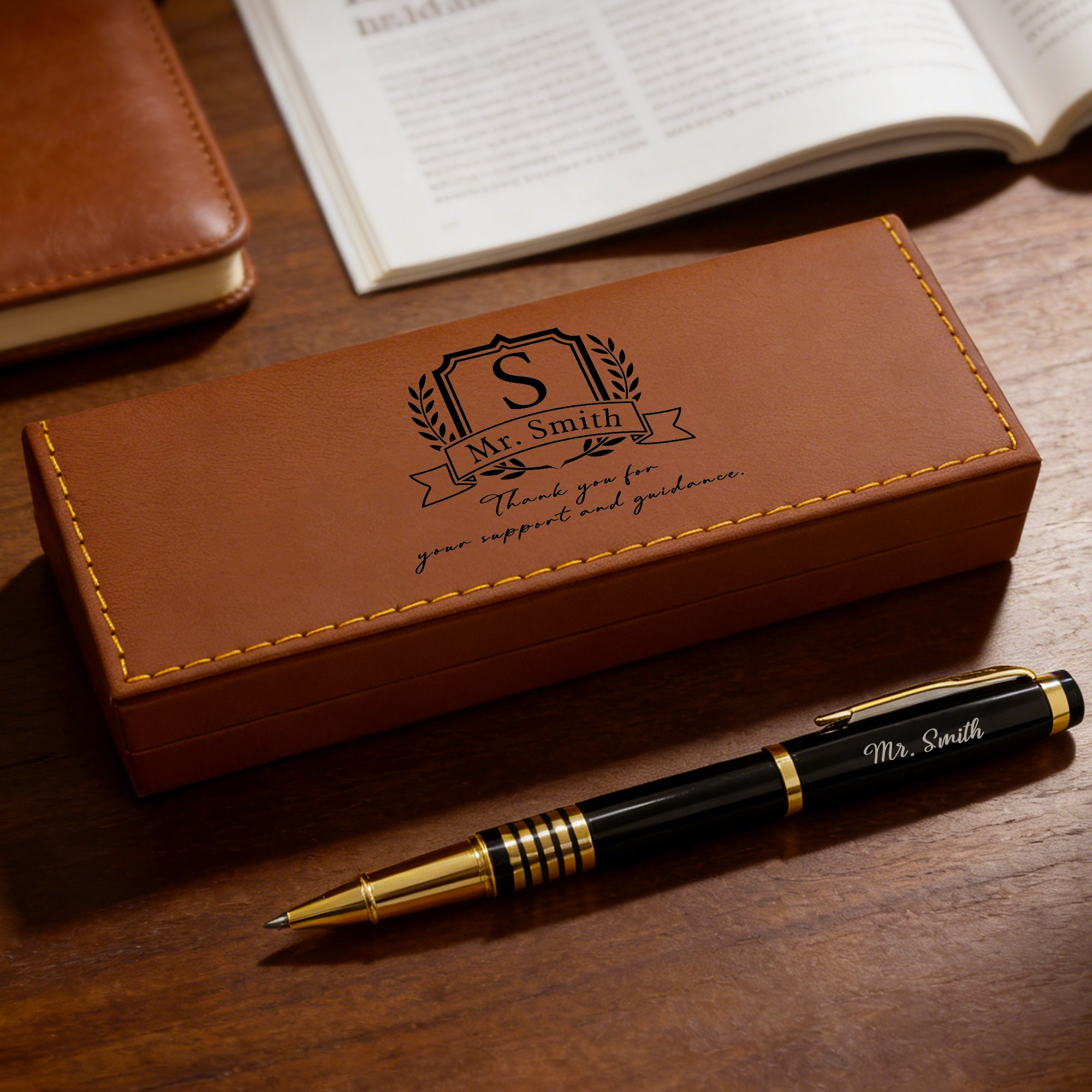 Set de bolígrafo personalizado Thank You for Your Support and Guidance con nombre e inicial Uso diario Regalo del Día del Maestro para profesores Profesores