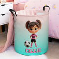 Cesta de la ropa impermeable con nombre, número y asa Personalizada con dibujos de fútbol para niños Regalo de cumpleaños para niños y niñas
