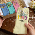 Personalizado Multicolor Nacimiento Flor Suave Medias con Nombre y Año Cumpleaños Aniversario Regalo para la Familia Amigo