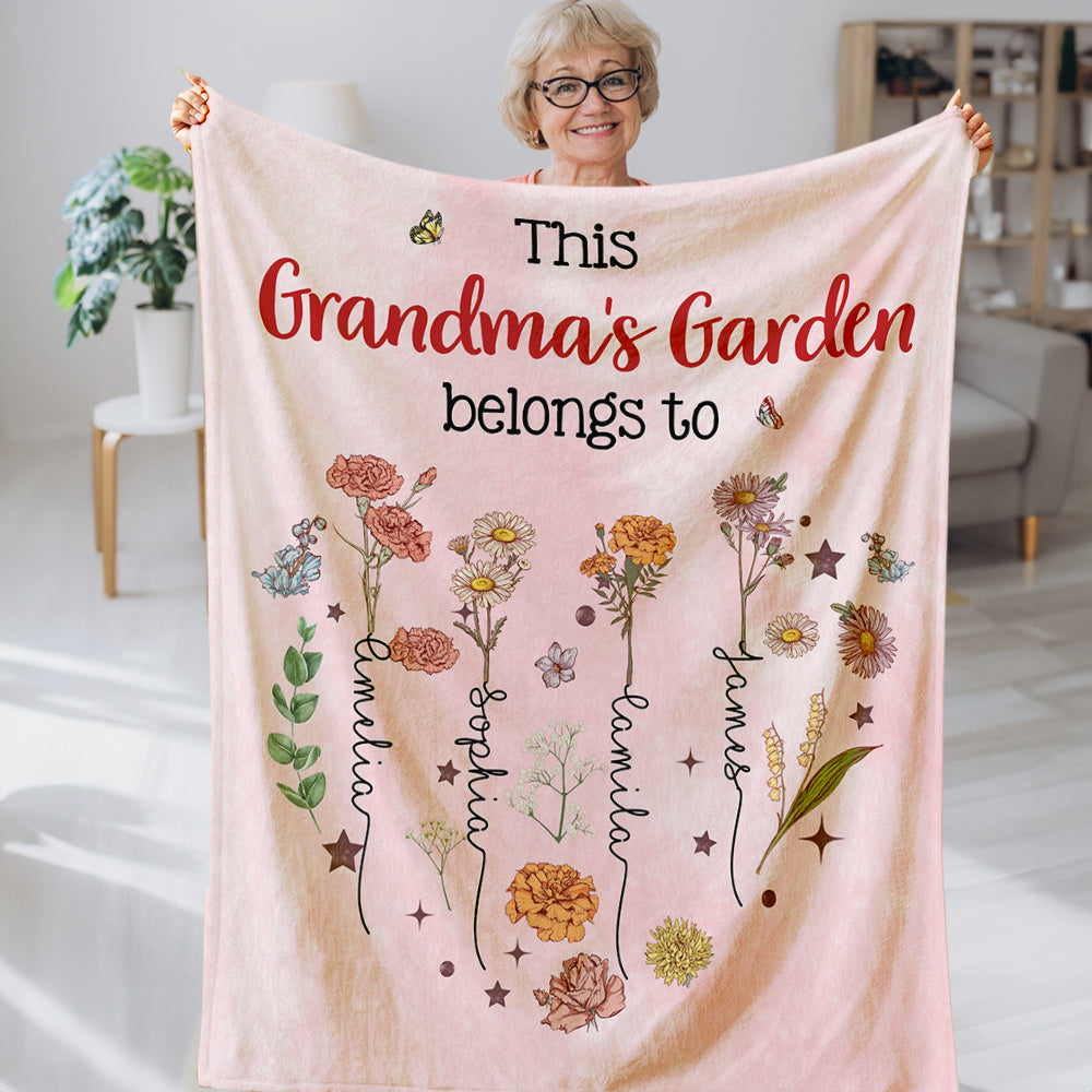 Personalizada Multicolor Corazón Nacimiento Flor Jardín Suave Familia Manta con 1-12 Nombres Decoración del Hogar Cumpleaños Día de la Madre Regalo para Mamá Abuela