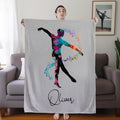 Acuarela Personalizada Silueta de Ballet Masculino Manta Suave con Nombre Decoración de Habitación Cumpleaños Equipo de Baile Regalo para Bailarines de Ballet Masculino
