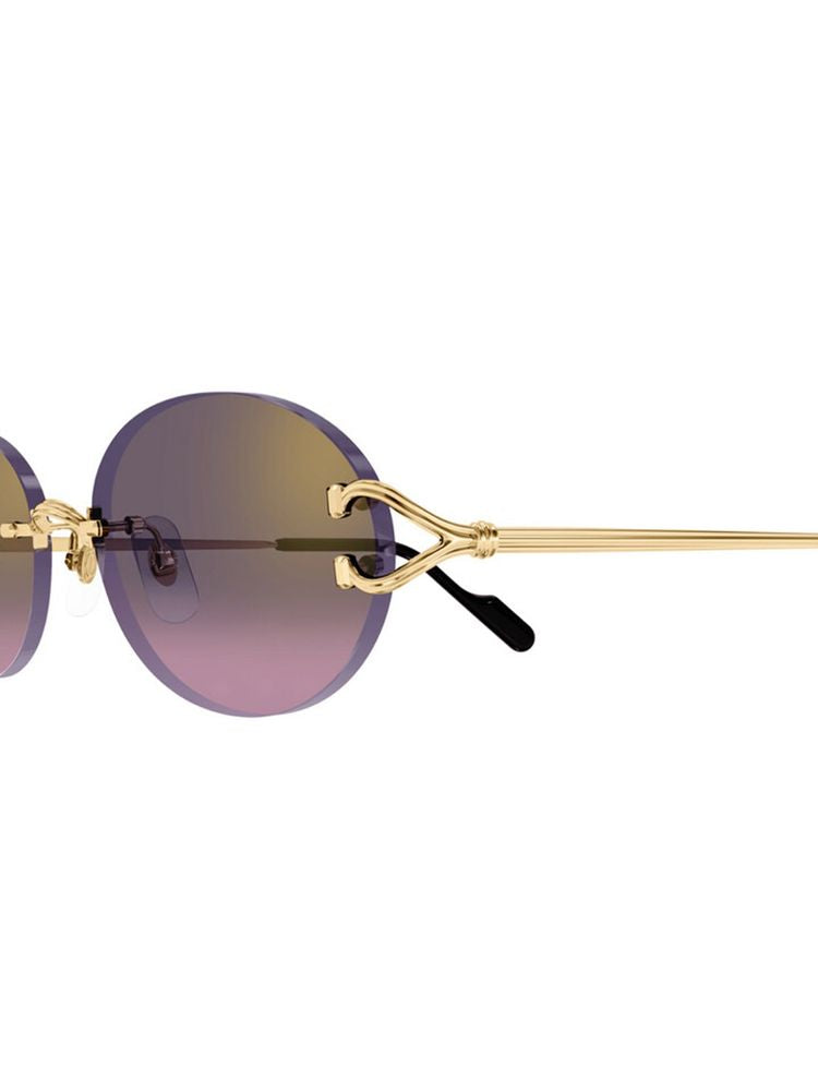 Cartier CT0551S Round Metal Sunglasses — Purple