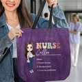 Personalizada de dibujos animados de personajes médicos grandes reutilizables bolsa de asas con el título y los nombres de la semana de la enfermera de agradecimiento de regalo para la enfermera médic