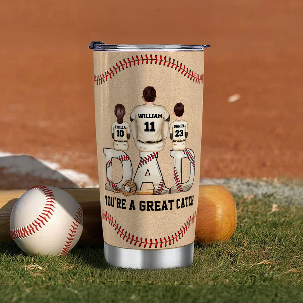 Vaso personalizado de acero inoxidable de 20 oz con pajita y cepillo con los nombres de papá y 1-4 niños Regalo del Día del Padre para el abuelo papá
