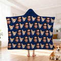Personalizada Funny Face Foto Multicolor Suave manta con capucha Fiesta de Navidad Regalo para Amigos Amantes de las Mascotas