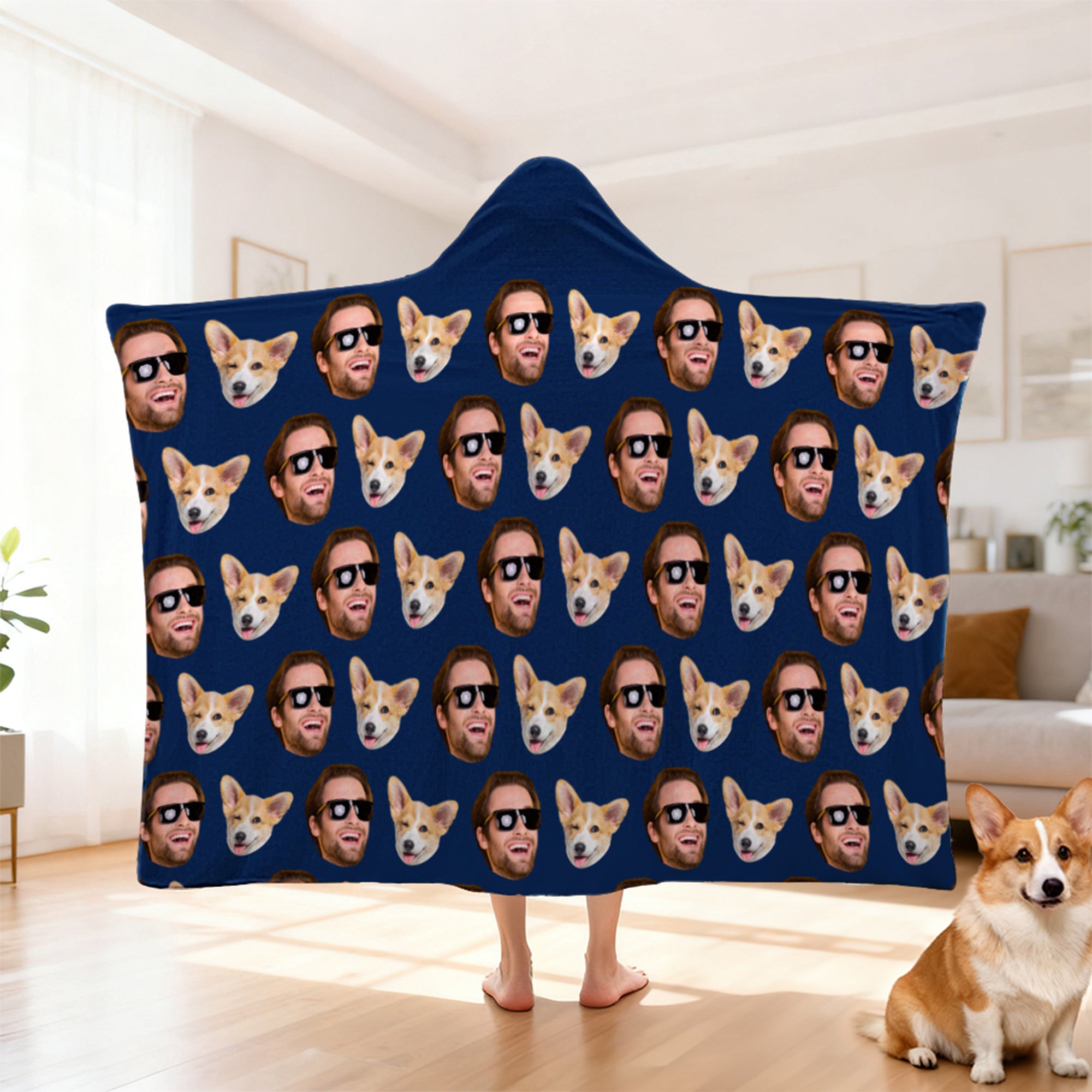 Personalizada Funny Face Foto Multicolor Suave manta con capucha Fiesta de Navidad Regalo para Amigos Amantes de las Mascotas