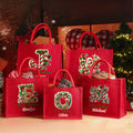 Bolsa de yute roja grande personalizada con nombre e inicial Feliz Navidad Elfo Simpático Fiesta de Navidad Regalo para niños