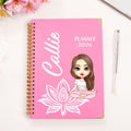 Personalizada de dibujos animados Yoga Chica A5 espiral Diario cuaderno 2026 semanal mensual Planificador con nombre Año Nuevo Cumpleaños Regalo para las mujeres