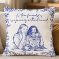 Toile De Jouy Personalizado Foto Pluma Dibujo Suave Funda de Almohada con Texto Decoración del Hogar Cumpleaños Aniversario Novia Fiesta Regalo para Besties