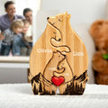 Puzzle personalizado de madera con corazón rojo y 2-8 nombres de osos abrazándose Decoración de escritorio Regalo de cumpleaños para el día de la madre Abuela Familia