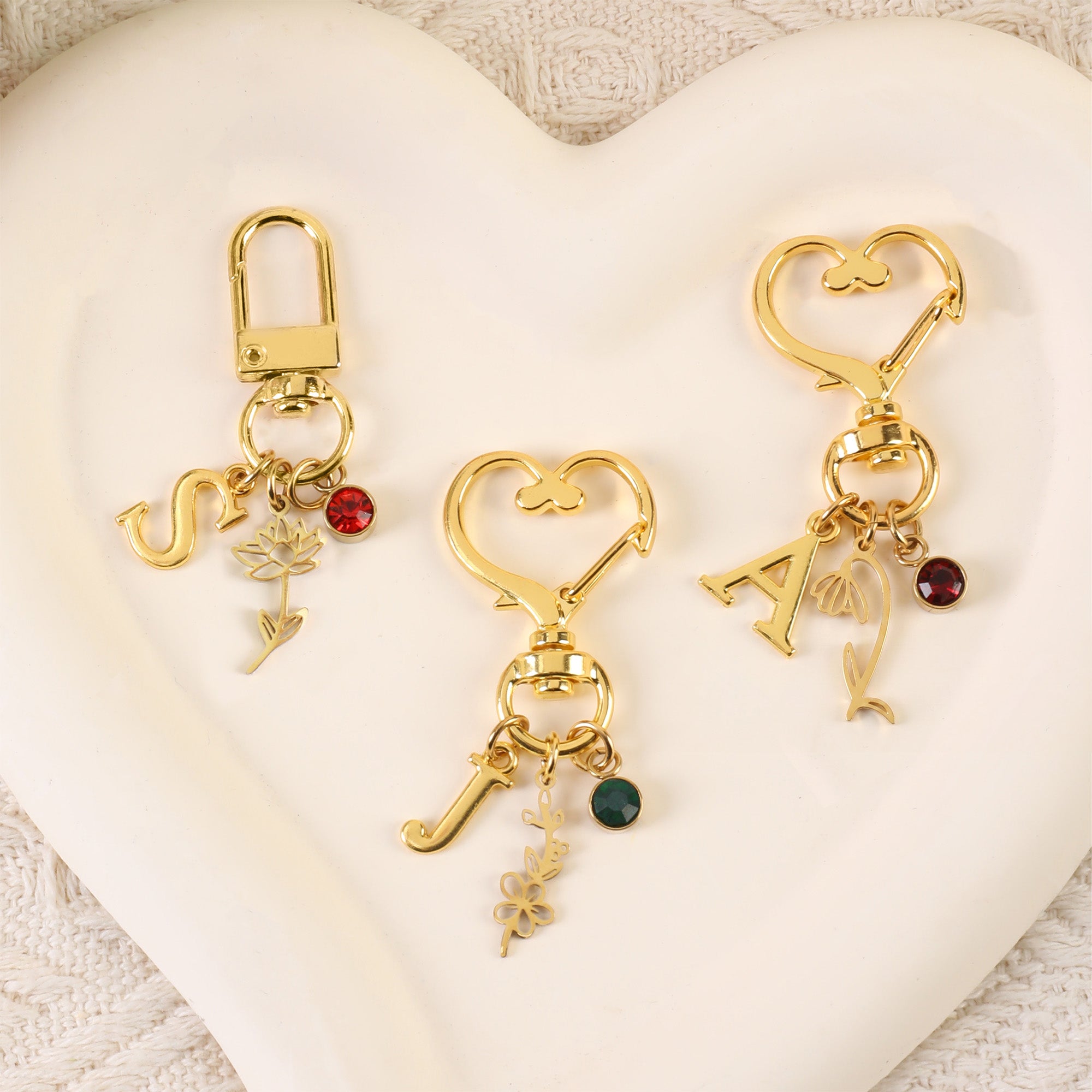 Llavero Personalizado Flor de Nacimiento con Inicial Uso Diario Día de la Madre Cumpleaños Regalo para Mamá Novia Mujer