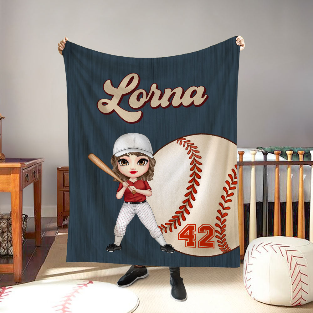 Manta blanda personalizada de béisbol con nombre y número para decoración del hogar Regalo de cumpleaños para amantes del deporte