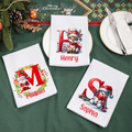 Guirnalda personalizada Pingüino Muñeco de Nieve Inicial 100% Algodón Servilleta de Navidad con Nombre Decoración de Mesa Regalo de Navidad para Niños Familia Amigos