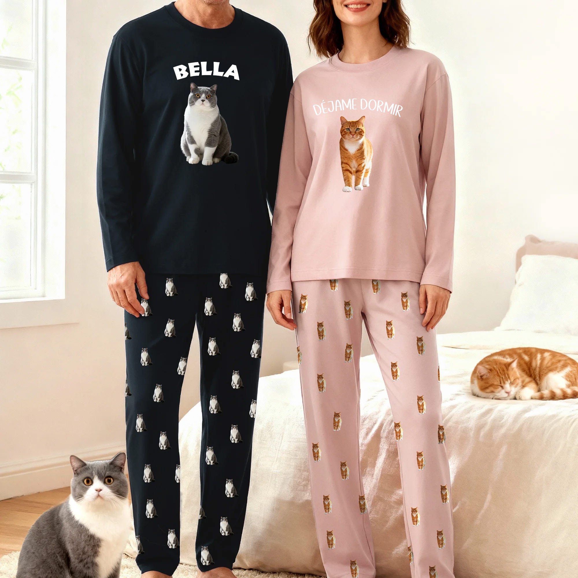 Conjunto de pijama personalizado con foto multicolor de mascota y texto regalo de cumpleaños para amantes de mascotas y dueños