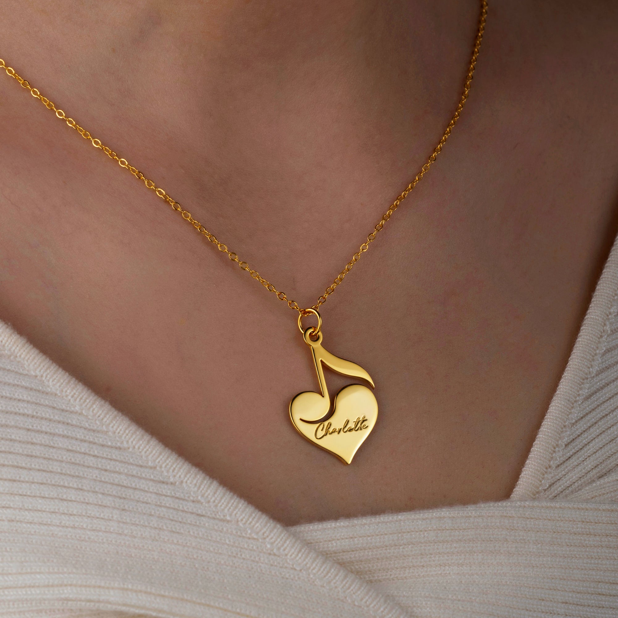 Collar Personalizado Corazón Nota Musical con Nombre Joyería delicada Regalo de Graduación Cumpleaños para Amantes de la Música