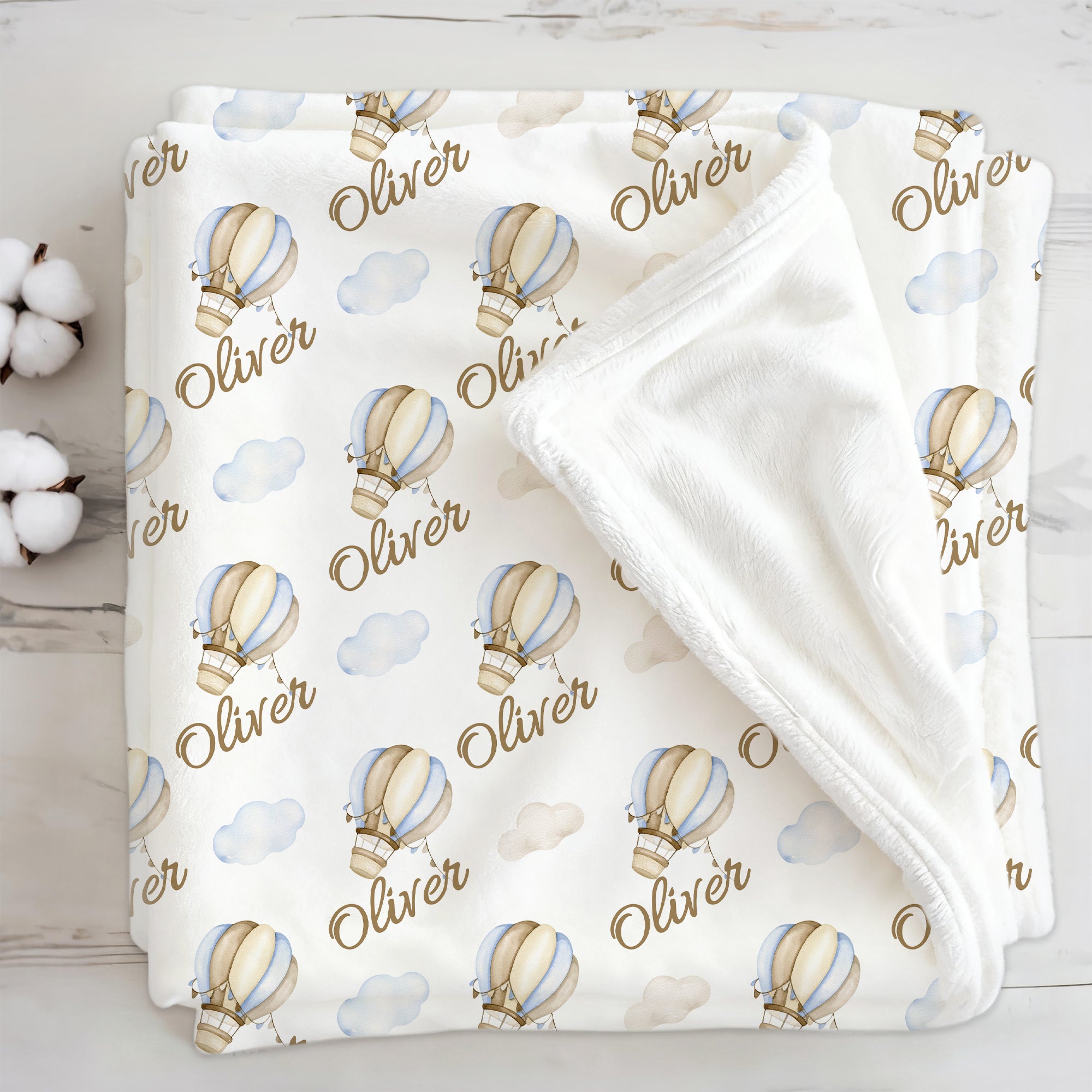 Globo de aire caliente de avión personalizado Nube Suave manta con nombre Cumpleaños Baby Shower Navidad Regalo para bebés Niños