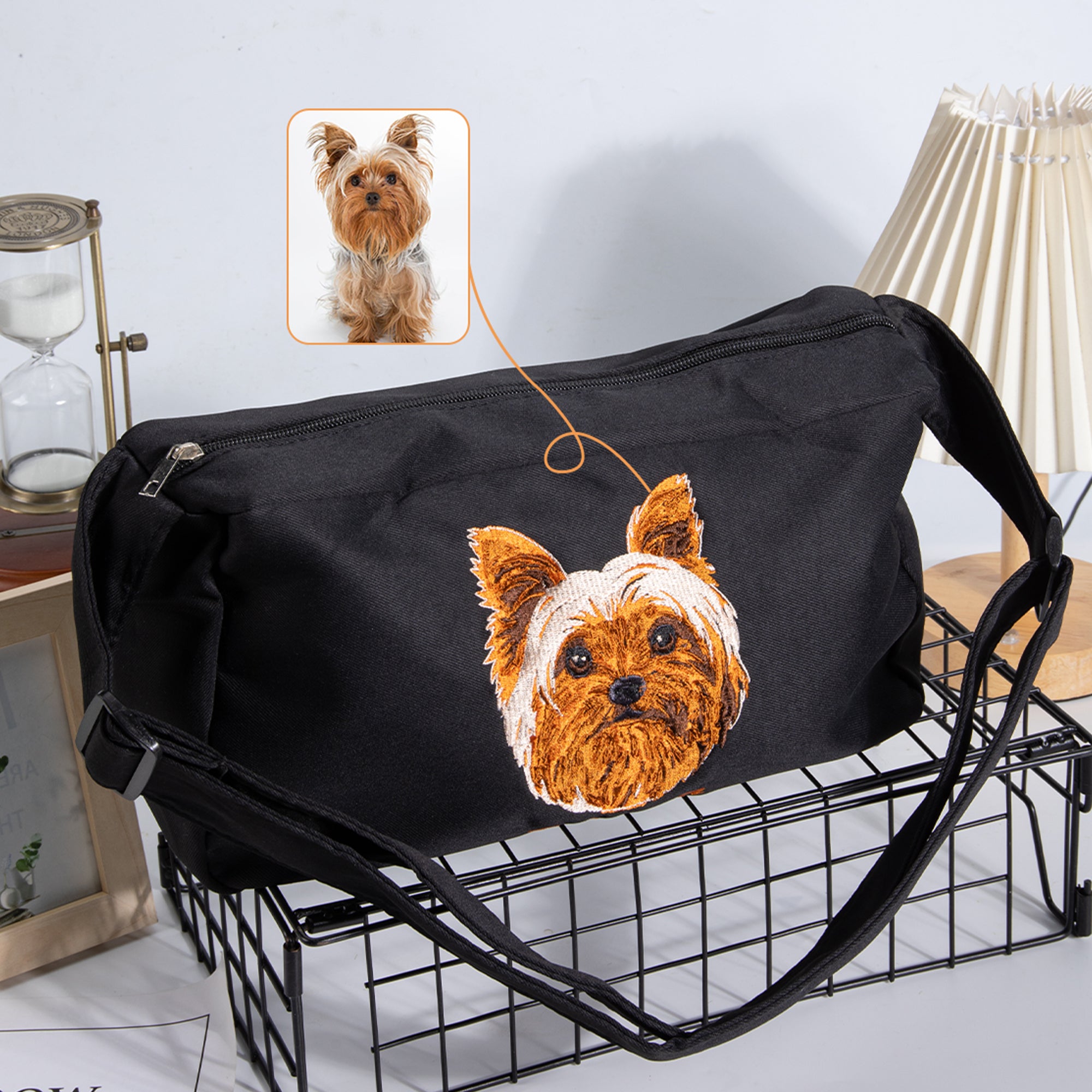 Bordado Personalizado 1-3 Fotos de Caras de Mascotas Bolsa Crossbody con Nombres Cumpleaños Adopción Aniversario Regalo para Amantes de las Mascotas