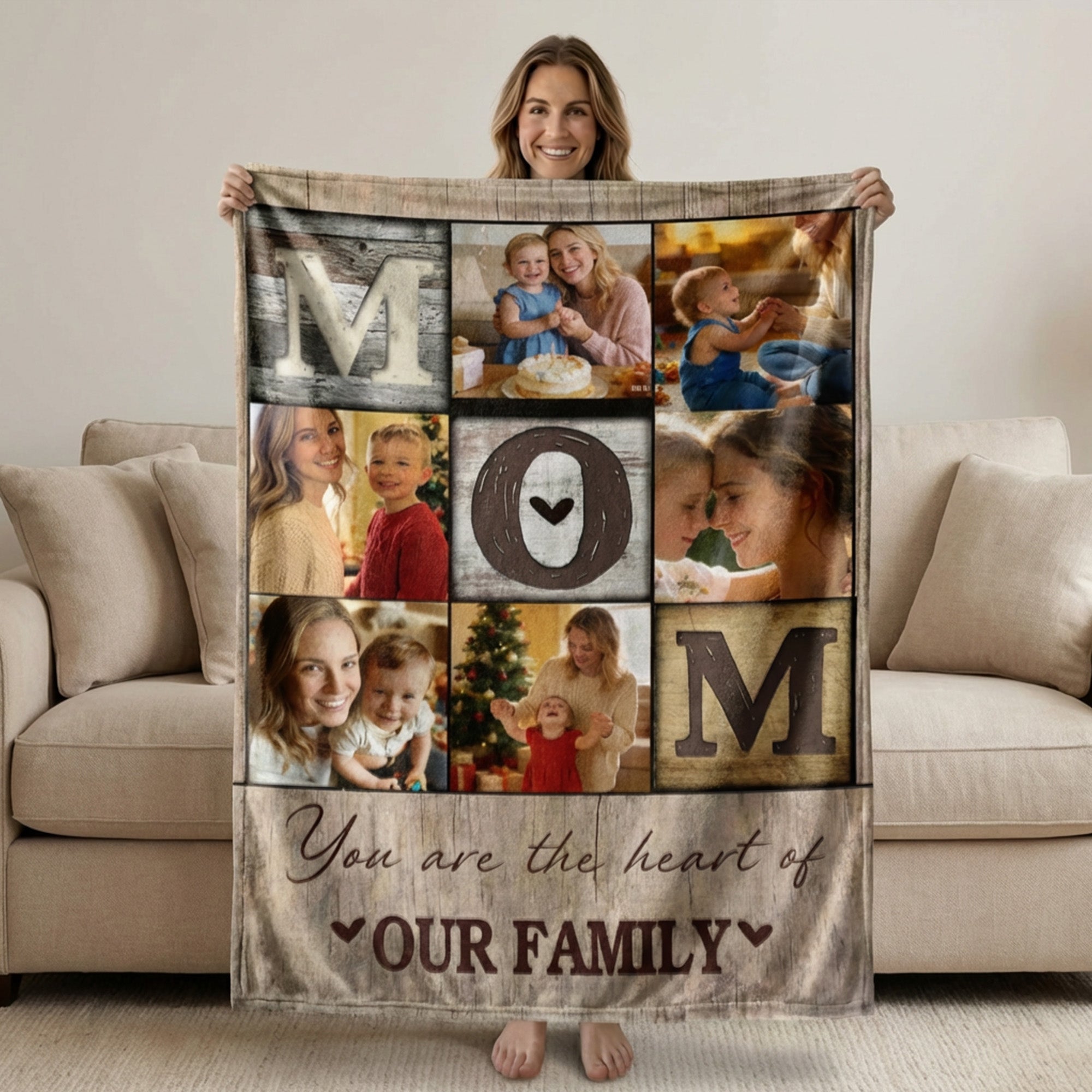 Personalizada Mamá 6 Fotos de la Familia Collage Acogedora Manta para el Hogar Decoración Día de la Madre Cumpleaños Regalo para Mamá Abuela