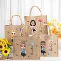 Personalizado 3D Nacimiento Flor Lindo Dibujos Animados Niña Bolsa de Yute con Nombre Accesorios de Viaje Cumpleaños Aniversario Regalo para Mujeres