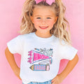 Lápiz personalizado Manzana Tijeras Crayón Banderín Camiseta infantil con nombre y curso Vuelta al cole Regalo de cumpleaños para niños Niñas