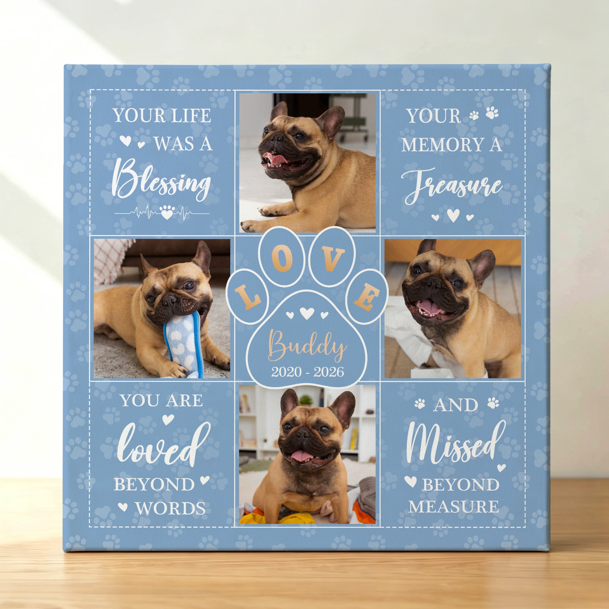 Pata de perro personalizada acuarela Foto Giclee Impresiones en lienzo Decoración del hogar Regalo conmemorativo para familia amante de las mascotas