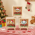 Gorro de Papá Noel de Navidad Personalizado Lindo Animal de Madera Hucha Transparente con Nombre Decoración de Escritorio Regalo de Navidad para Niños