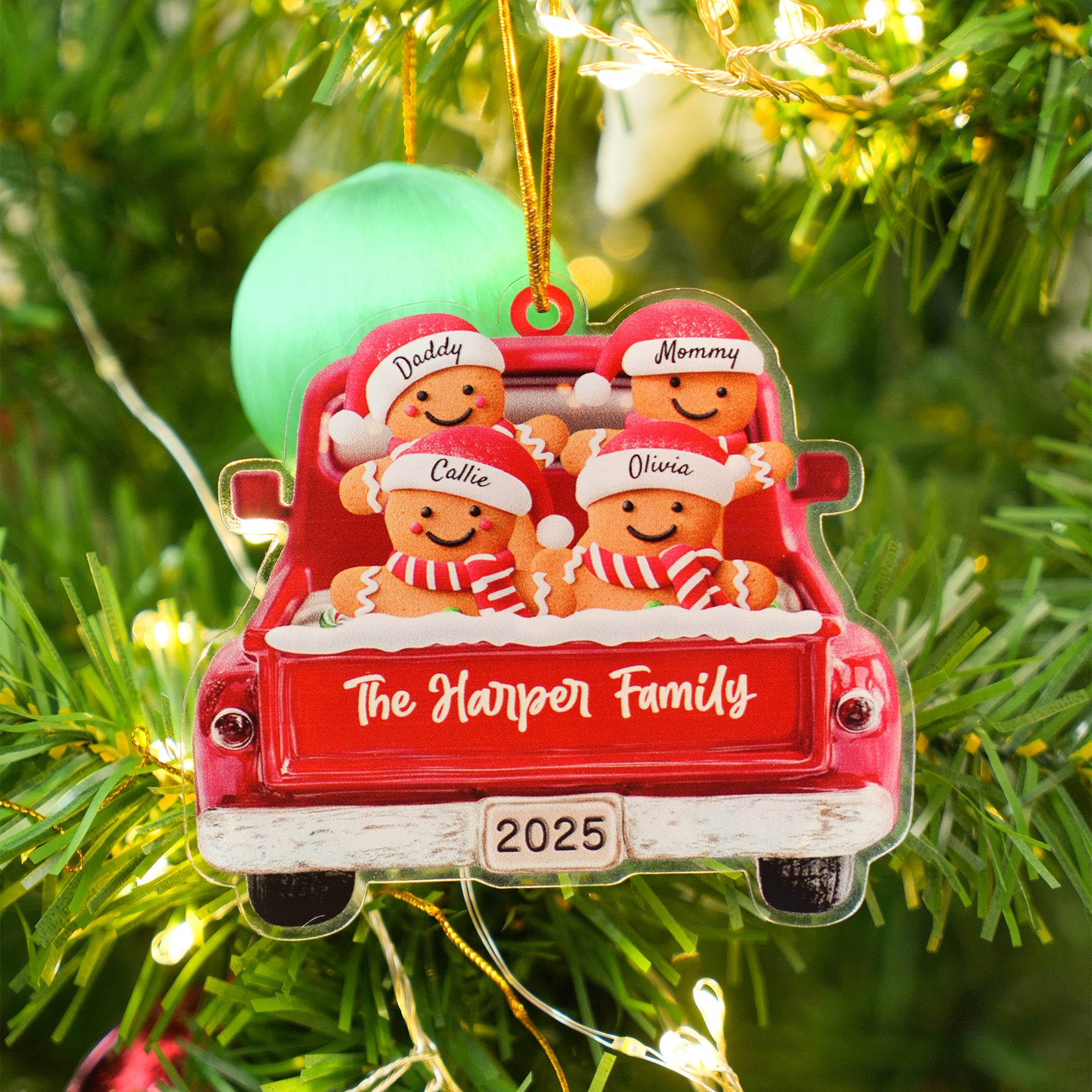 Adorno navideño personalizado 1-12 Hombres de jengibre con nombres y año Decoración del árbol de Navidad Regalo navideño para la familia