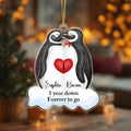 Personalizado Pareja Pingüino Acrílico Colgante Ornamento con Nombres Decoración del Árbol Regalo de Aniversario para Pareja