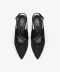 TweedChloe Pointed Toe Block Heeled Slingback