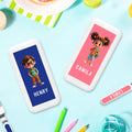 Tenedor Cuchara Cuchillo 3 Piezas Juego de Cubiertos Personalizado de Dibujos Animados Niño Niña de Acero Inoxidable con Estuche y Nombre Regalo de Cumpleaños Vuelta al Cole para Niños