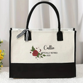 Personalizado 12 Zodiaco Floral Bolsa de lona con nombre portátil de gran capacidad Día de la Madre de cumpleaños de jubilación regalos para ella