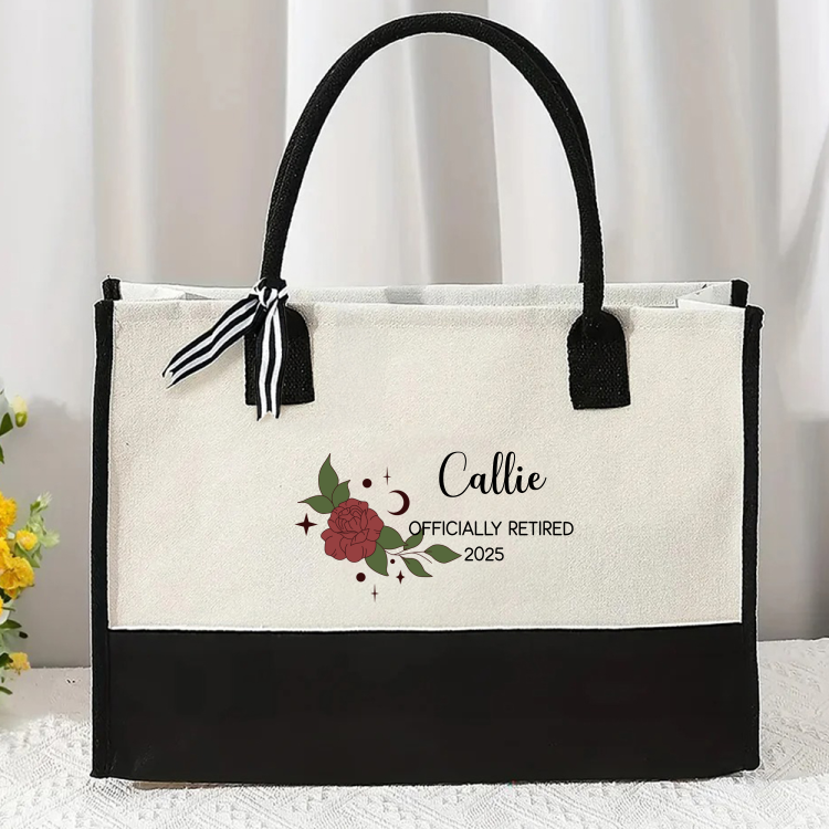 Personalizado 12 Zodiaco Floral Bolsa de lona con nombre portátil de gran capacidad Día de la Madre de cumpleaños de jubilación regalos para ella