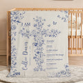 Toile de Jouy personalizado Cruz versículo de la Biblia suave manta con nombre y fecha cumpleaños bautismo regalo para niños cristianos