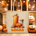 Bolsa de Yute Personalizada Halloween Fantasma Calabaza Iniciales con Nombre Fiesta de Halloween Accesorios de Viaje Regalo de Cumpleaños para Niños Niñas