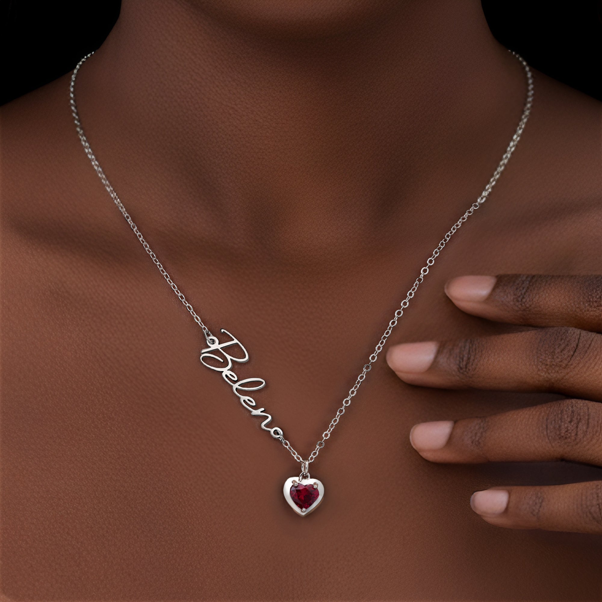 Personalizado exquisito corazón Birthstone collar con nombre Dainty Joyería Cumpleaños Día de la Madre de regalo para las mujeres